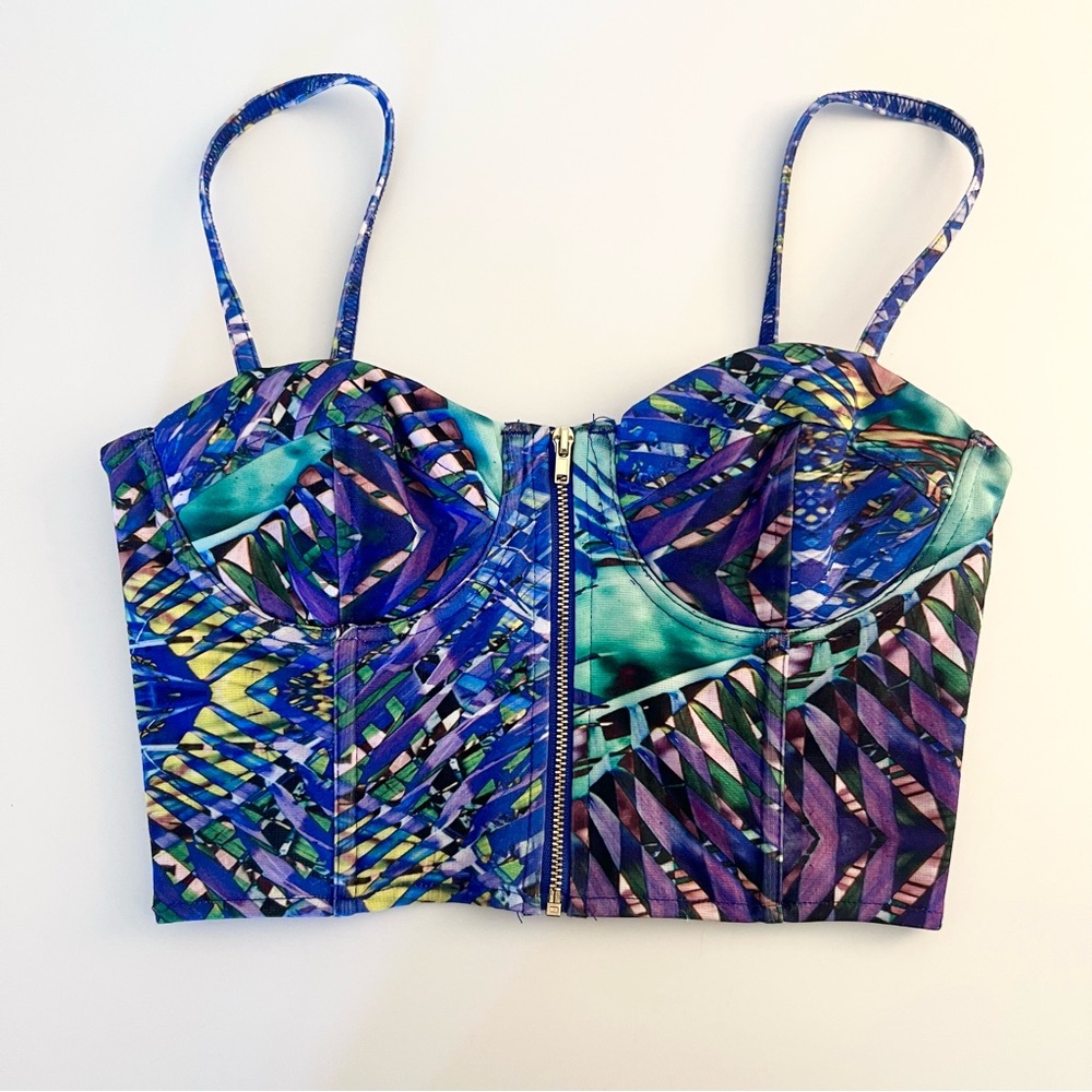 Tropical floral crop top corset tank top blouse shirt